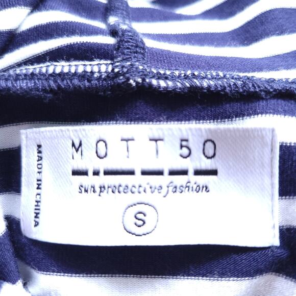 NEW Mott 50 Swimsuit Coverup Dress UPF 50 Small Blue Stripe Hooded Long Sleeve - Picture 4 of 8